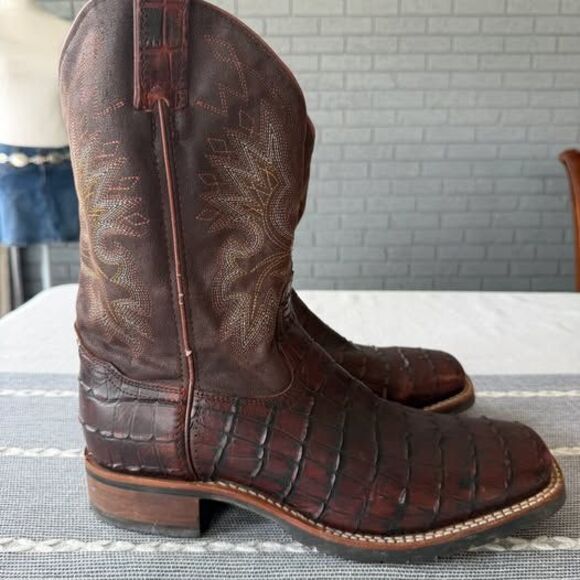 Double H Croc Print Square Toe Cowboy Boots Size 10 DH3611 main image 4